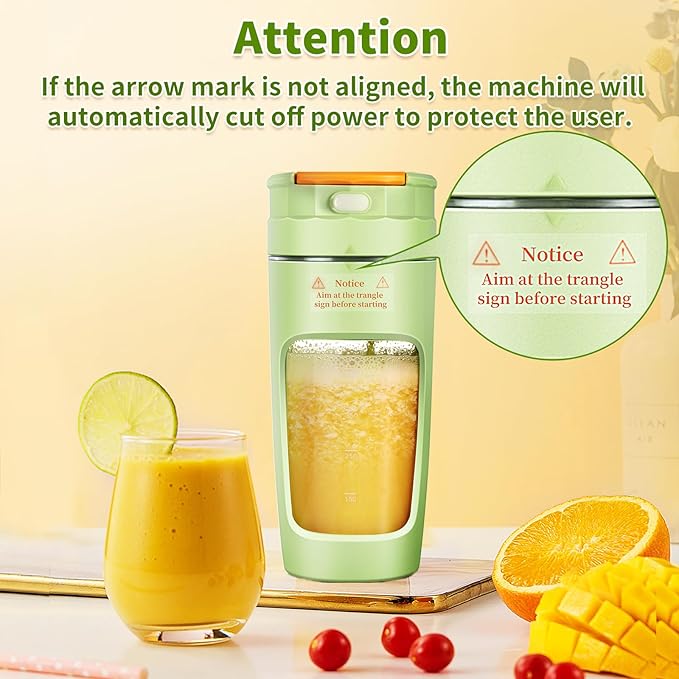 Slim Portable Blender Cup, 20oz (600ml) Personal Travel Juicer with Leakproof Lid, USB-C Rechargeable Licuadora Portatil for Smoothies and Shakes, Auto-Cleaning(white)