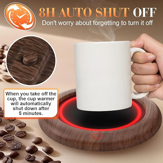 Coffee Mug Warmer, 40W Coffee Cup Warmer for Desk with 3 Temp Settings, Auto Shut Off, Mug Warmer for Home & Office, Smart Electric Beverage Warmer for Heating Coffee, Tea, Water, Milk and Coco