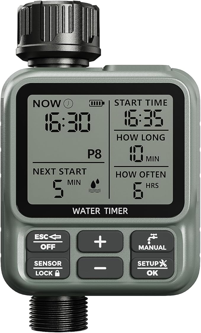 Egardenkart, Sprinkler Timer Outdoor - Water Timer for Garden Hose with Automatic, Manual and Rain Delay Mode | Large Display Water Hosetimer | Automatic Watering System for Garden, Lawns, Backyards