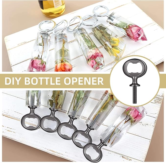 Metal Bottle Opener Kit, 20 Pcs Blank Stainless Steel Inserts, DIY Beer Opener Hardware DIY Craft Handmade Wood Turning Kits, Flat Black Inserts