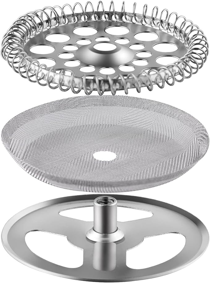 2.6 Inch Filter Parts for 350ml French Press 3 Pieces Stainless-Steel Set Containing Spiral Disk, Small Coffee Press Mesh Screen for Sivaphe 12 oz French Press