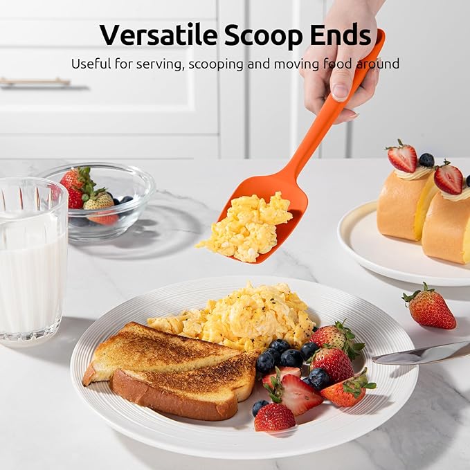 U-Taste Silicone Baking Spatula Set: 600ºF High Heat Resistant, Food Grade Flexible Rubber Kitchen Cooking Mixing Scraper, Food Grade Seamless Utensil for Nonstick Cookware Set of 3 (Colorful)