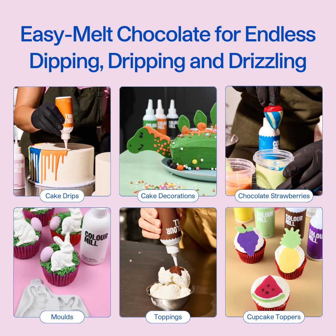 Colour Mill Chocolate Drip Easy-Melt Drizzle for Desserts, 125 Grams Mauve