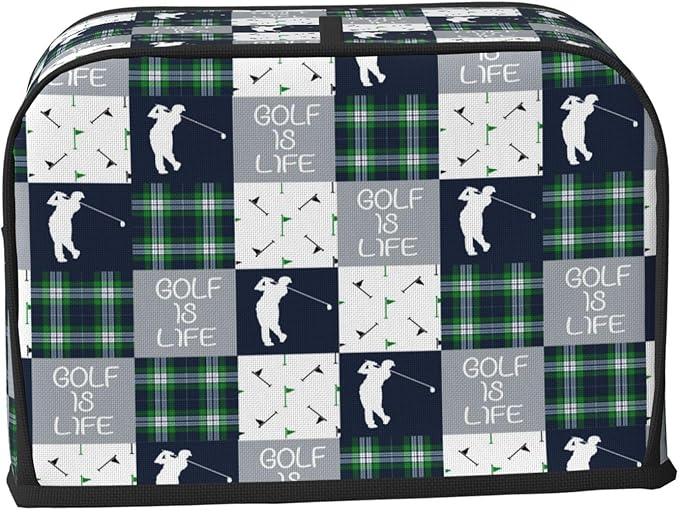 Golf Navy Patchwork Toaster Cover 2 Slice, Cute Country Bread Machine Cover, Washable Toaster Kitchen Small Appliance Cover Stain Resistant,with Top Handle