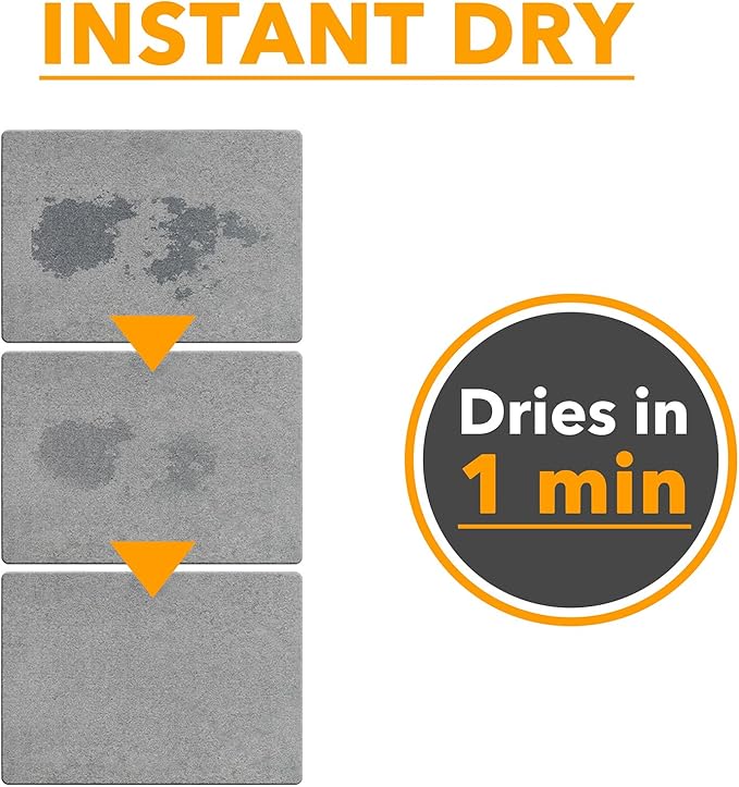 SpaceAid Foldable Stone Drying Mat for Kitchen Counter, Bamboo Rack Dish Pad, Instant Dry Diatomaceous Earth Mat Dishes, Stone Dish Fast Drying Mat Board (23.6 x 15.8 inch, Gray)