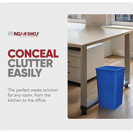 Rev-A-Shelf Polymer Replacement 35 Quart Trash Bin Recycle Waste Garbage Container for Kitchen Cabinet Pullouts, Blue, 2 Pack, RV-35-22-2