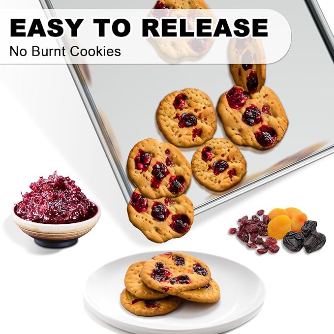 Half Sheet Pans with Rack Set, 13 Inch Commercial Quality Baking Sheet Pan Set, Natural Aluminum Cookie Sheet, Warp Resistant Nonstick Thick Cookie Tray Pans for Baking, Roasting