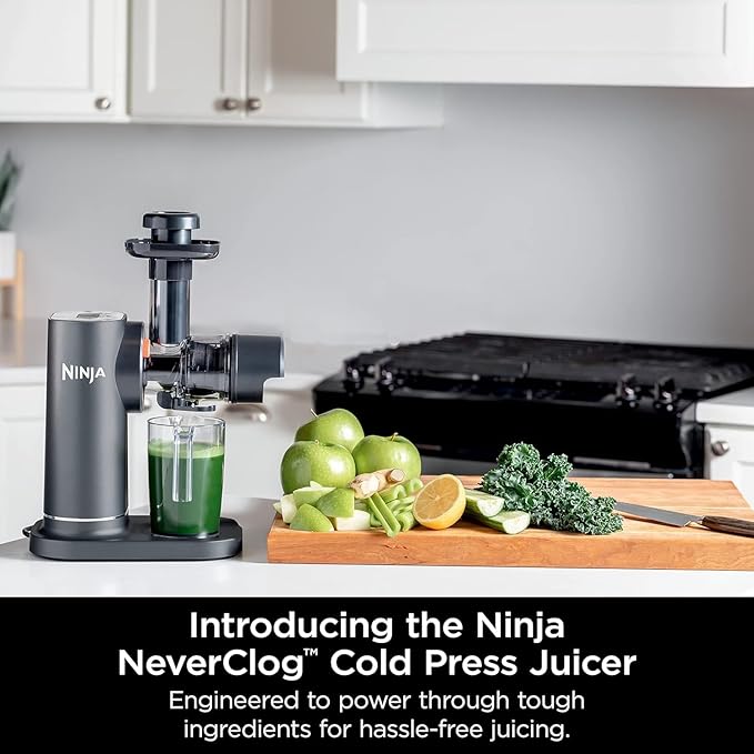 Ninja (Refurbished) JC151 NeverClog BPA-Free Cold Press Juicer with Total Pulp Control and 2 One-Touch Programs (Machine Gray, Renewed) (Renewed)