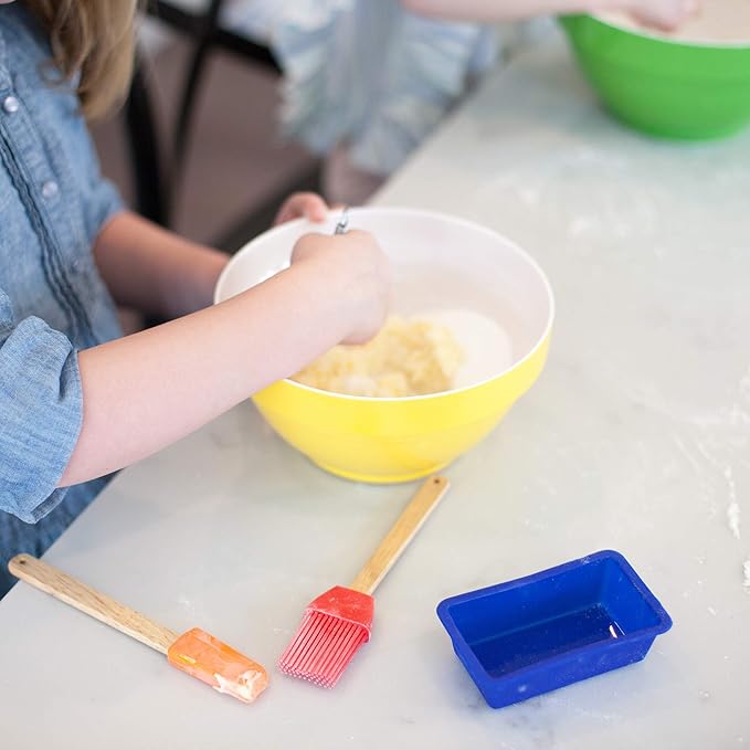 Pop Kid's 30-Piece Real Baking Tools For Kids Sized Cooking Bakeware Set with Silicone Cupcake Molds, Spatula, Whisk, Rolling Pin, Cake Pan for Learning Real Cooking and Baking tools, Child Gift