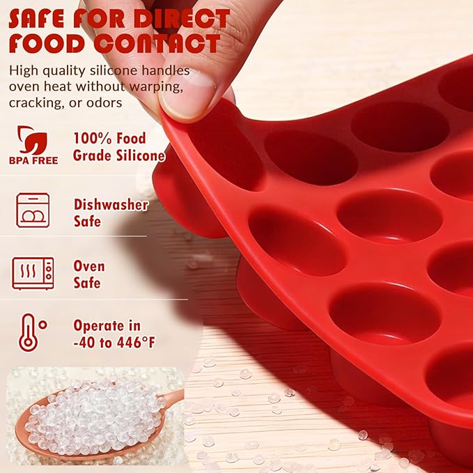 HKNMTT Silicone Mini Muffin Pan for Baking, Cupcake Egg bites Brownie Mold 24 Cup Regular Size, Oven Safe BPA Free kitchen Appliances