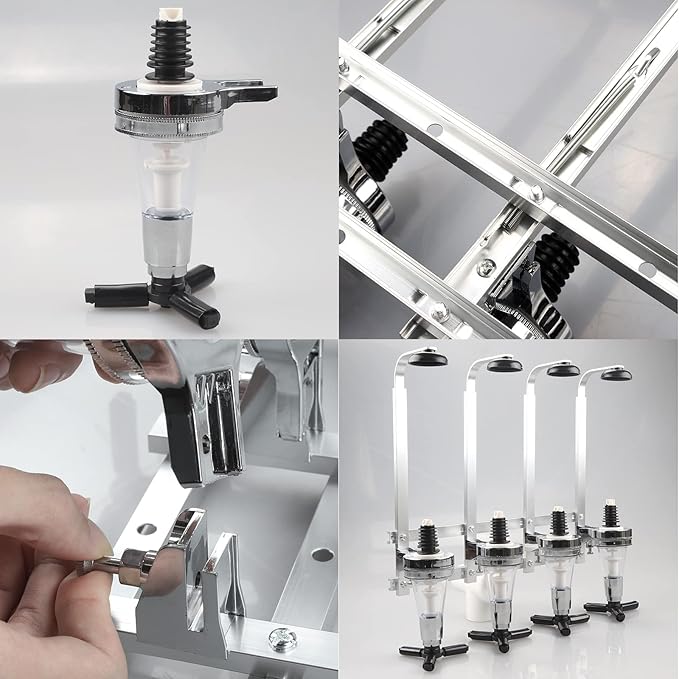 Wall Mounted Liquor Dispenser Revolving Nozzle Drinkware Set Bar Butler Bracket Wine Dispenser Machine Drinking Pourer 30ml by MUGLIO 4 Bottle