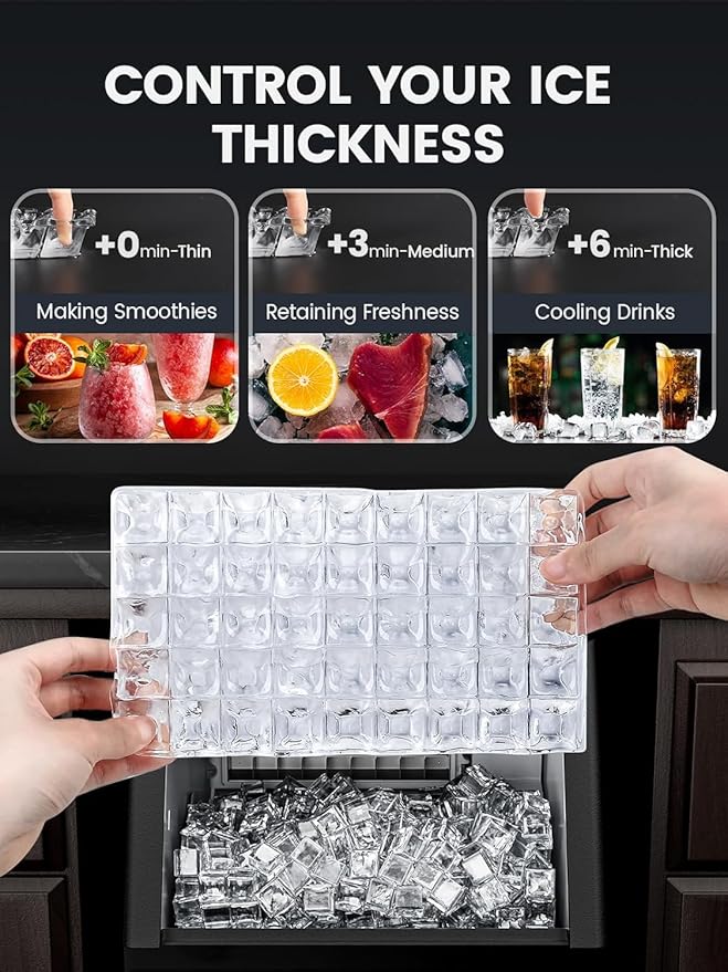 Electactic Commercial Ice Maker Machine,100lbs/24H Stainless Steel Ice Machine,33lbs Storage, Auto Self-Cleaning Freestanding Ice Maker, Ice Machine Freestanding for Bar/Cafe/Restauran-Silver