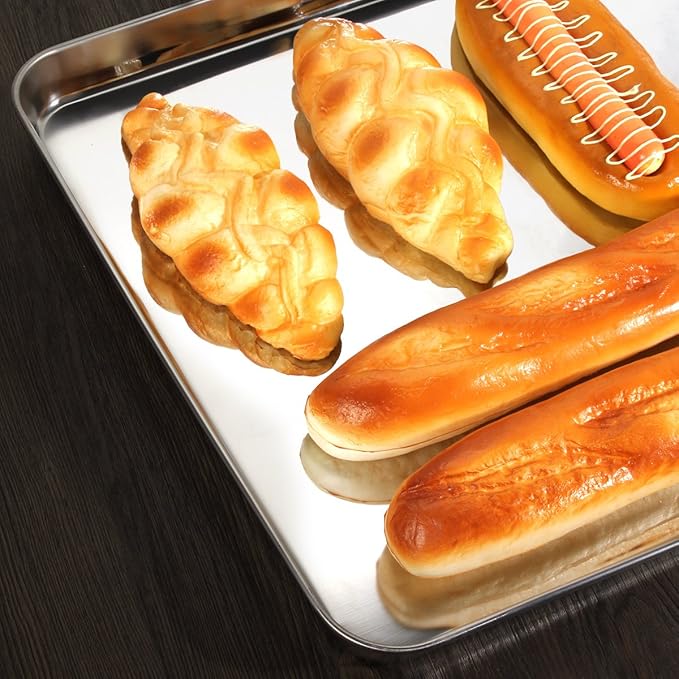 Baking Sheet Set of 5, Stainless Steel 5 Piece Cookie Sheet, Toaster Oven Baking Pan Set, Rectangle Size 16 x 12 x 1 inch, Healthy, Mirror Finish, Rust Free, Dishwasher Safe
