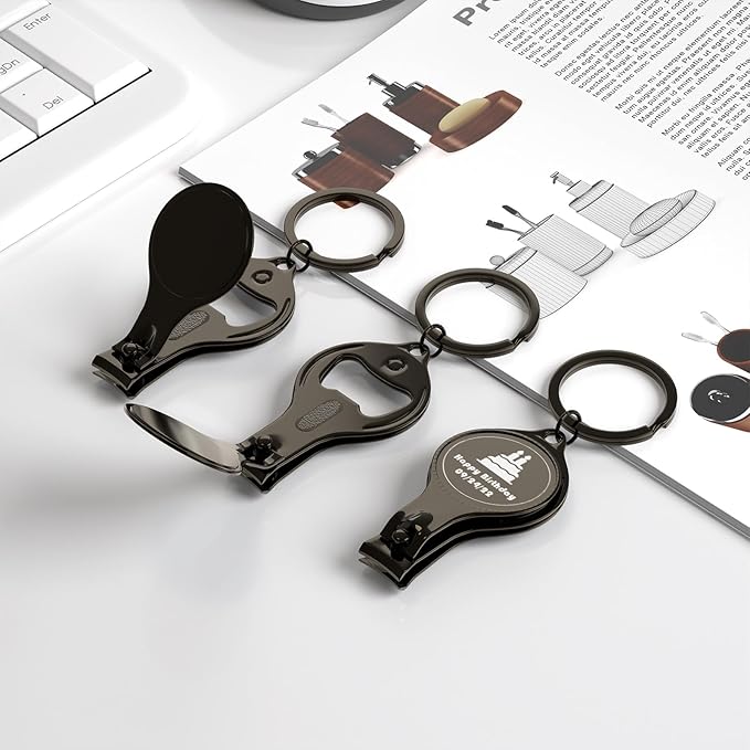 100pcs Personalized 4 in 1 Multi Function Bottle Opener, Nail Clipper, Wedding Favors Brewery, Private Customized, Black, Multitool Gifts for Men