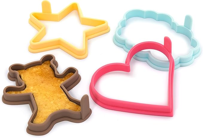 Silicone Pancake Molds for Heart, Star, Teddy Bear, Cloud Shape Pancakes, Set of 4, Premium Nonstick Pancake Shaper for Kids, Pancake Maker Mold for Griddle