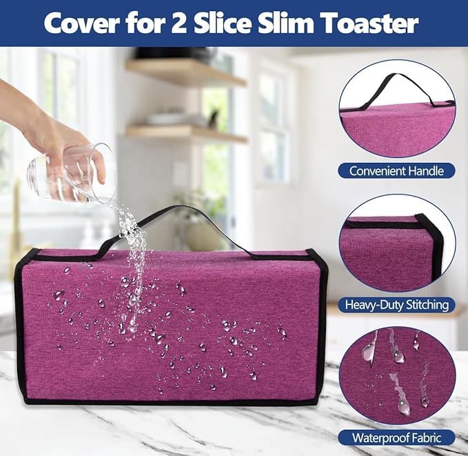 Cover for Bella 2 Slice Slim Toaster,Heat-Resistant Dustproof Waterproof Kitchen Heavy Protection Appliances Case Covers with Handle,for Bella 2 Slice Slim Toaster,Women/Mother's Day Gift (Purple)