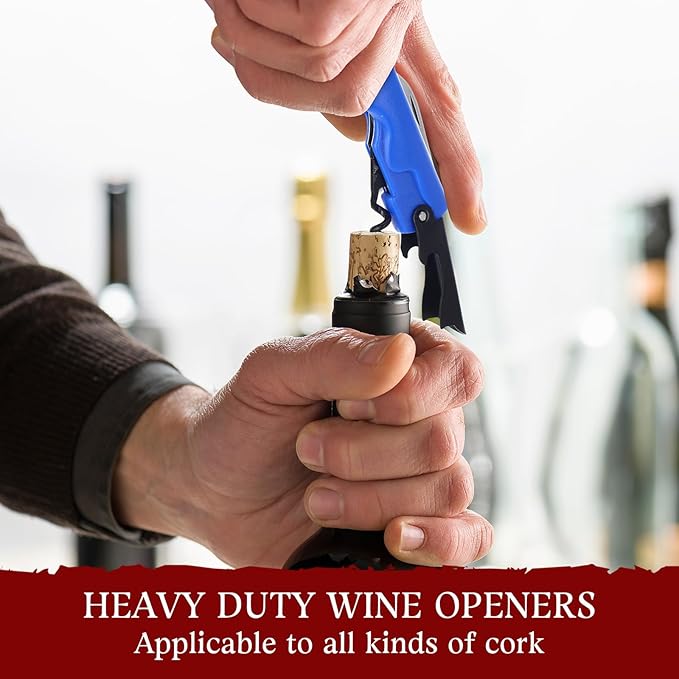 Hushee 24 Pcs Wine Opener Bulk with Foil Cutter Corkscrew Key 3 in 1 Red Bottle Opener Professional Stainless Steel Beer Corkscrew for Beverages Bartenders Summer Party (Black,Blue,Wine Red)