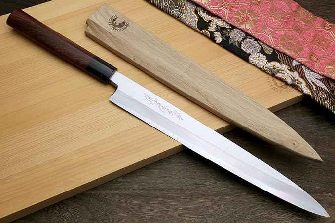 Yoshihiro Shiroko High Carbon Steel Kasumi Yanagi Rosewood Handle Sushi Sashimi Chef Knife (11.8'' (300mm))