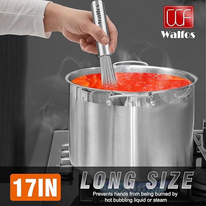 Walfos Whisk,17in Large Whisks, Heavy Duty Stainless Steel Wire Whisk Ideal For Beating Eggs, Blending Sauces, Mixing Batter.