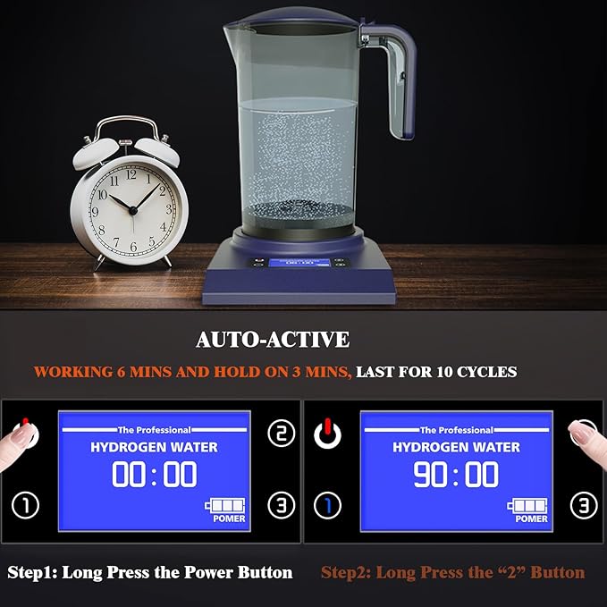 Hydrogen Alkaline Water Machine Generator Maker,Hydrogen Alkaline Water Pitcher Dispenser Ionized Water LED Display and Smart Touch Operation,Used for Home and Office 2.0 L… (Purplish Blue)