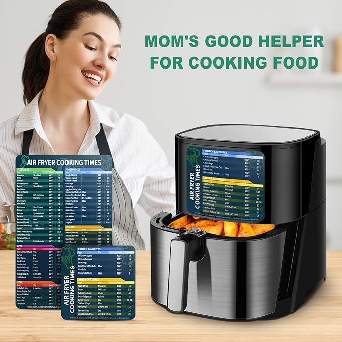 Air Fryer Magnetic Cheat Sheet Set, Cook Times Chart Air Fryer Accessories Magnet Sheet Quick Reference Guide for Cooking and Frying, Easy to Use, Excellent Kitchen Assistant