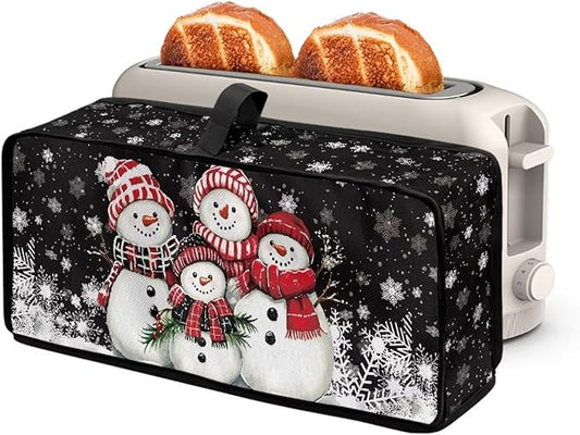 Christmas Toaster Cover 2 Slice Cute Snowman Water-Resistant Folding 2 Slice Slim Toaster Cover, Heat-Resistant Thanksgiving Protective Covers for Small Appliance