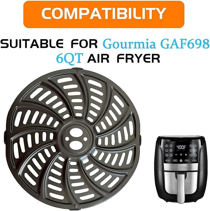 6QT Air Fryer Replacement Tray for Gourmia GAF698/GAF686 Air Fryers, Premium Nonstick Air Fryer Grill Pan Crisper Plate Grill Insert Grate Grid for Gourmia 6QT Air Fryers, Dishwasher Safe
