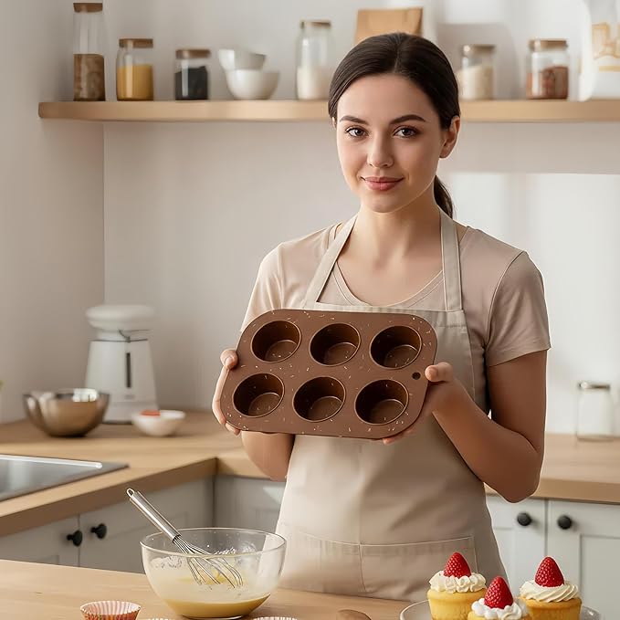 4 Pack Silicone Muffin Pan for Baking, Regular Size Nonstick Cupcake Pan, 6-Cup Silicone Muffin Tin BPA Free Dishwasher Safe, Great for Muffin Cupcake Brownie Egg Tart