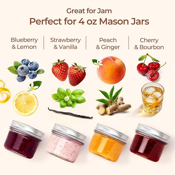 ComSaf Mini Mason Jars 4oz - 8 Pack, Regular Mouth Mason Jar with Lids and Seal Bands, Small Glass Canning Jar for Spice, Jam, Honey, Jelly, Dessert, Shower Wedding Favors, DIY Candles Decor