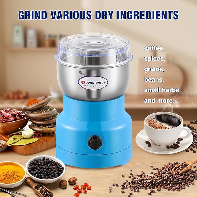 Moongiantgo Coffee Grinder Electric, Mini Spice Grinder, 200W 10s Fast Grinding, Dry Grain Mill for Spices Seeds Rice Beans Seasonings