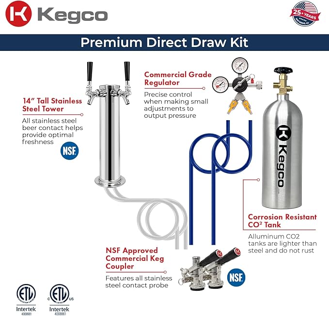 Kegco K309X-2 Keg Dispenser, 2 Faucet, Black Stainless Steel