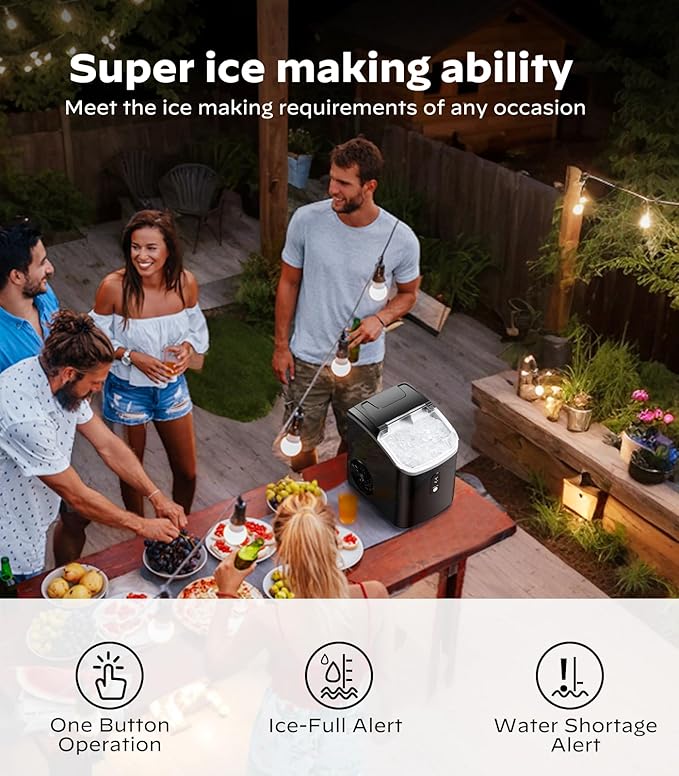 Nugget Ice Makers Countertop, Pellet Ice Machine with Self-Cleaning Function, Nugget Ice Machine Produces 33 lbs of Chewable Ice in 24 Hours, Sonic Ice Maker Perfect for Home Kitchens Party Camping