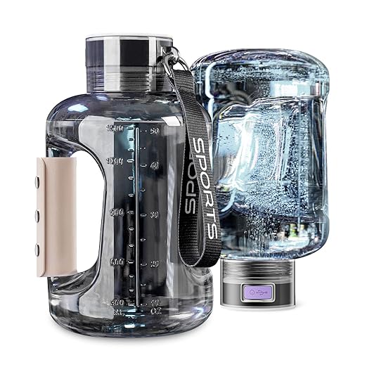 Hydrogen Water Bottle Generator Machine Updated, Portable Hydrogen Water Ionizer Machine Rechargeable, Hydrogen Rich Water Glass Health Cup 420ml (Black-Hydrogen Water Bottle-1set)