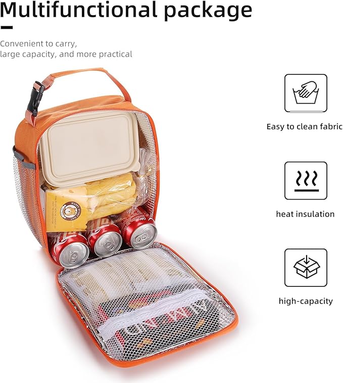 Lovoeo Lunch box Lunch bag for men women Insulated Lunchbox Lunch bags for Work Picnic Travel (Orange)
