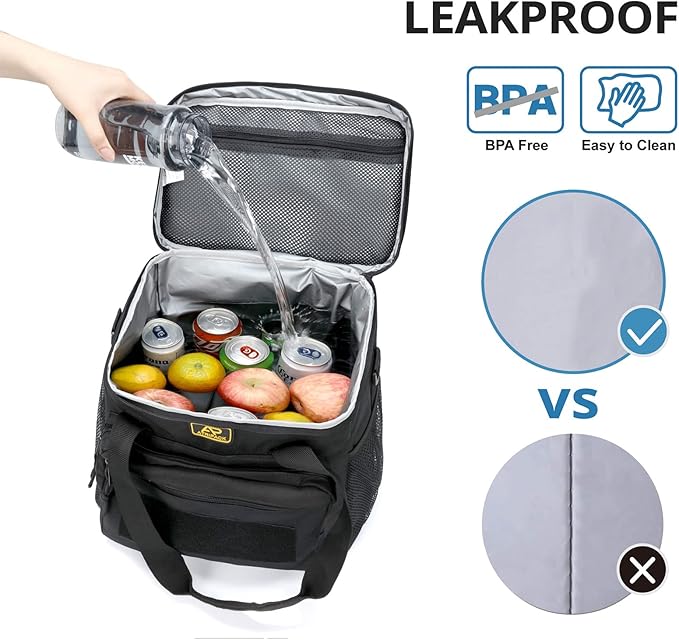 ATRIPACK Lunch Box for Men, Tactical Lunch Bag MOLLE Webbing Leakproof Insulated Large Lunch Cooler Women Adult Meal with Adjustable Shoulder Strap Durable Lunch Pail (Black)