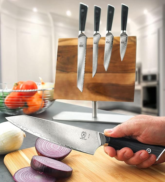 Mercer Culinary Premium Grade Super Steel 6-Piece Knife Set with Magnetic Stand, G10 Handles