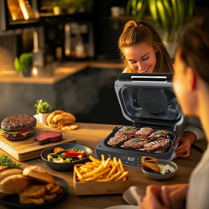 Non-Stick Griddle Pan, Stainless Steel Rack and Air Fryer Liners for Ninja FG551 Smart XL 6-in-1 Indoor Grill, Parts for Ninja Air Fryer Accessories with Disposable Parchment Paper, 100 Packs