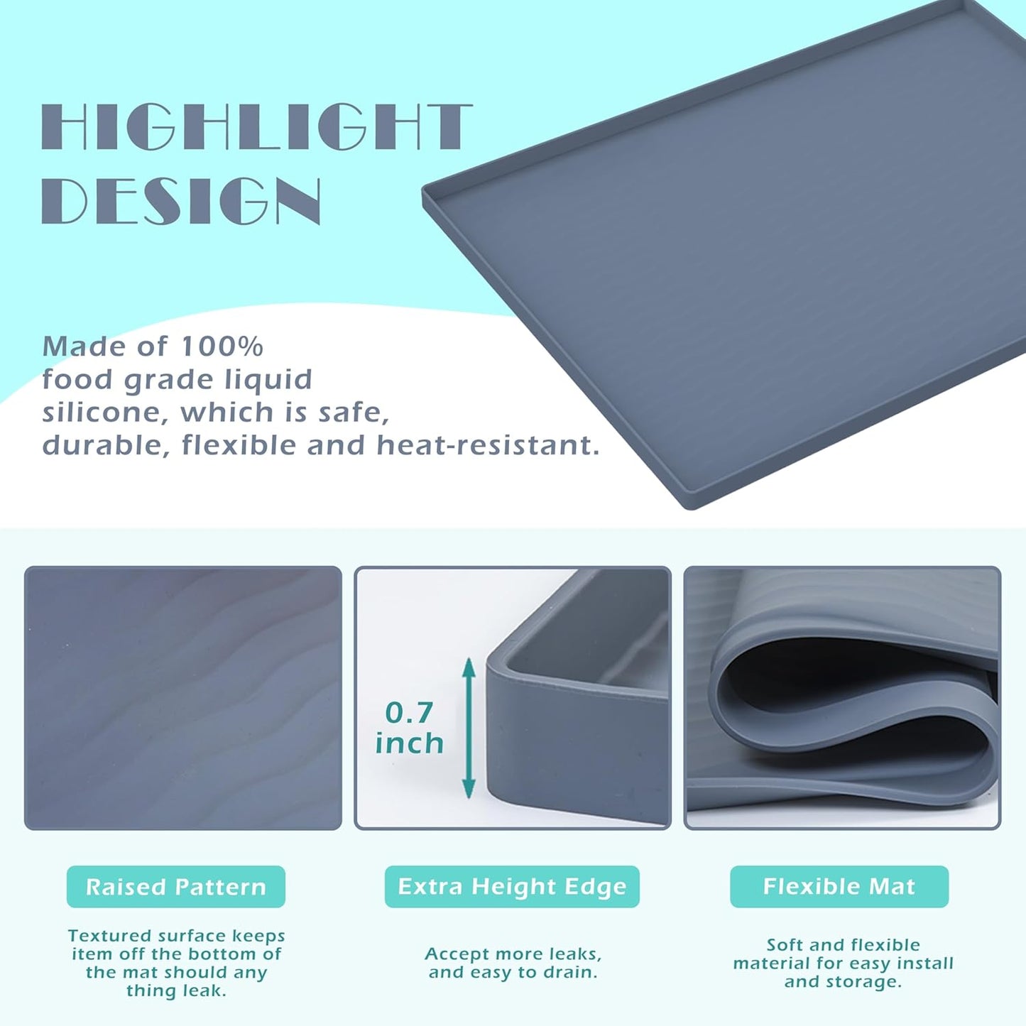 URMONA Waterproof Silicone Under Sink Mat 31'' x 22'' Shelf Liner for Kitchen and Bathroom, Cabinet and Counter Protector, Storage and Organizers, Litter Mat, Pet Cat Puppy Essentials(Beige)