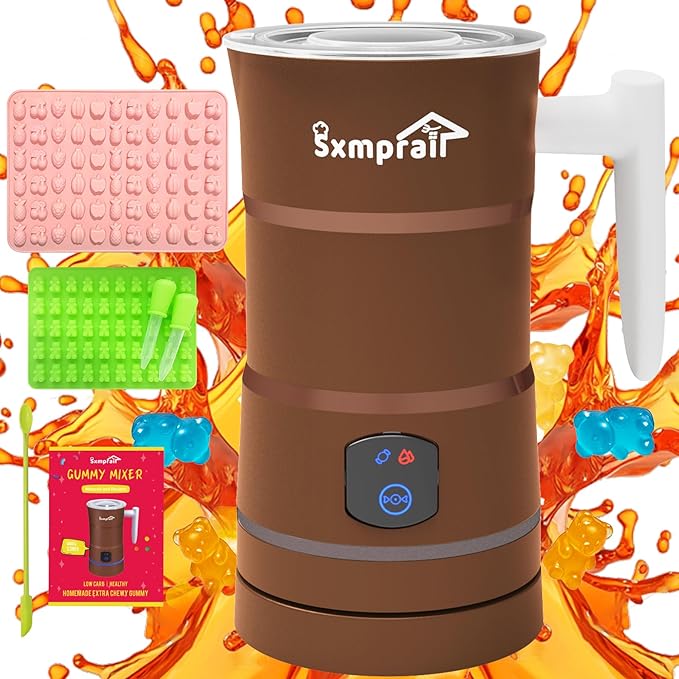 Gummy Maker Machine, Oil Infused Gummy Candy Maker, DIY Edible Gummy, Jelly & Pudding, Gummy Making Kit, , Include 1 Bear Mold, 1 Fruit Mold, 2 Dropper &1 Mixing Stick 5-Years Free Replacement (Brown)