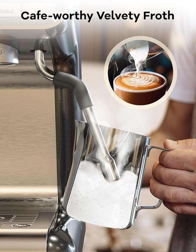 GarveeHome Espresso Machine, 20 Bar Semi Automatic Espresso Machine With Grinder and Milk Frother Wand, Professional Espresso Maker Coffee Machine With 95 oz Removable Water Tank