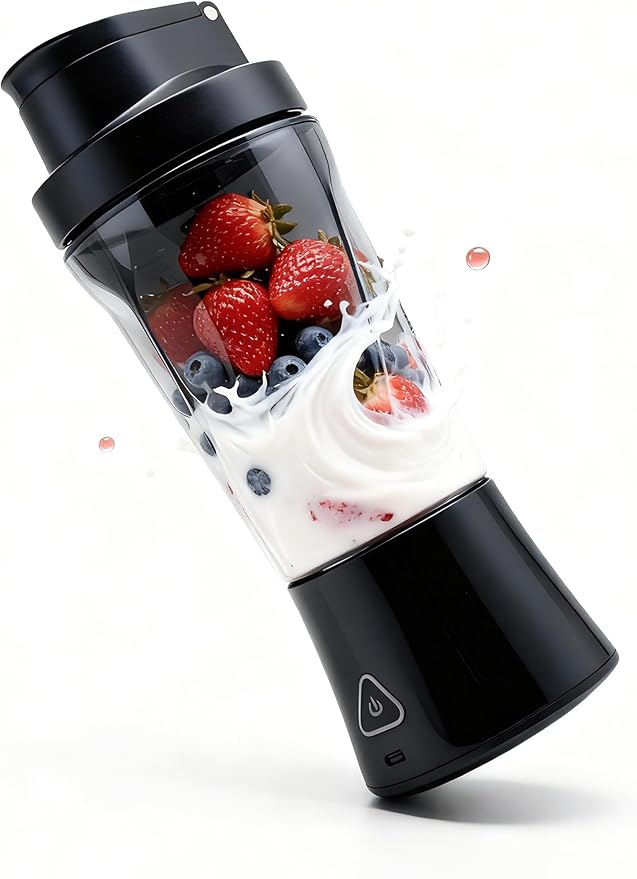 TorqueHome 3-in-1 Portable Blender Cup - 24oz Cordless Personal Blender, USB-C Rechargeable, Self-Cleaning, Leakproof Tumbler with Lid, for Making Smoothies Shakes Protein Drinks, BPA Free (black)