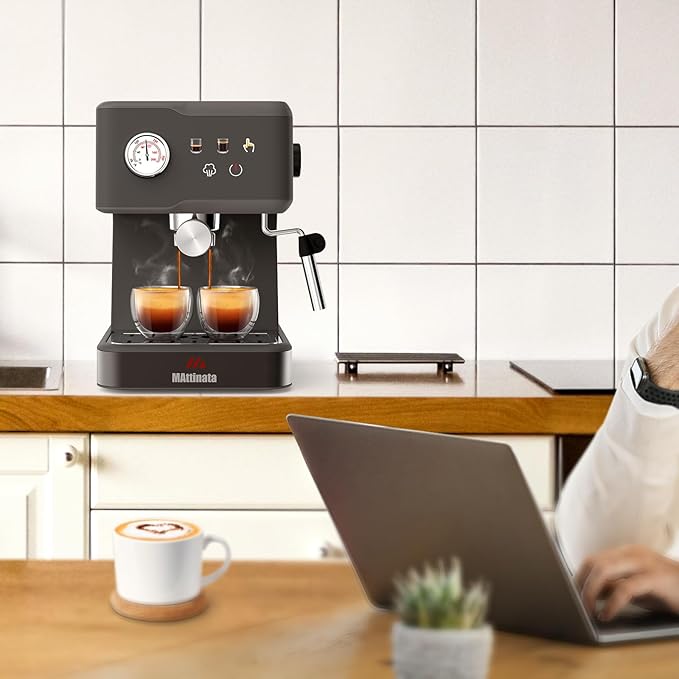 MAttinata Espresso Machine 20 Bar, Espresso Coffee Maker with Professional Milk Frother Steam Wand for Cappuccino & Latte, 60oz Removable Water Tank for Home，Stainless Steel