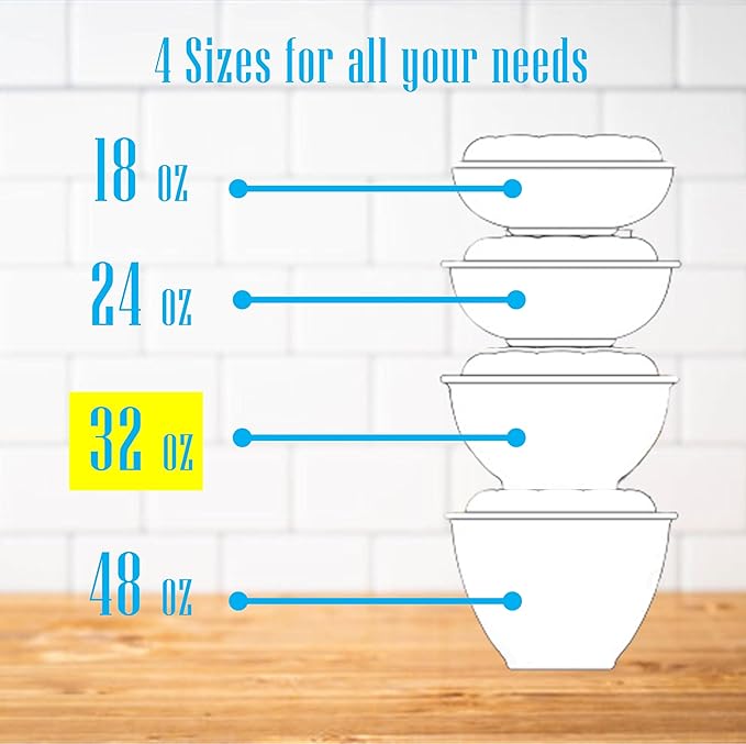 Mr Miracle Clear 32 Ounce Plastic Salad Bowls with Snap-On Lids. Pack 50. Airtight Disposable Salad Containers for Lunch, Meal Prep, Parties. Ideal as Disposable Salad Bowls with Lids