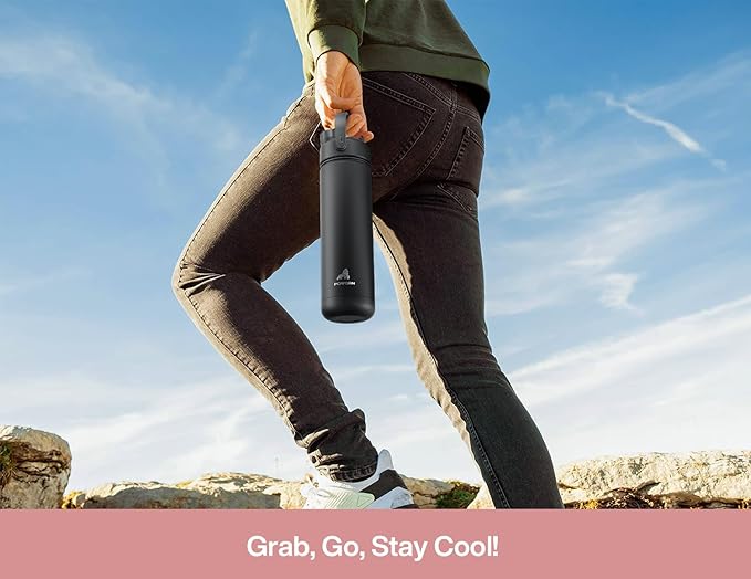 POWCAN 26 oz Insulated Water Bottle with 2-in-1 Straw and Spout Lid, Keep Cold 24H, Leak-Proof, Fits in Car Cup Holder, Stainless Steel Water Bottle for Sports, Travel, Gift and School (Kiss Me Berry)