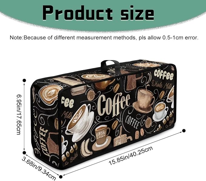 Toaster Cover 2 Slice Black Coffee Theme Cover for 2 Slice Slim Toaster Easy to Fold and Carry Small Appliance Covers, Dustproof & Water-Resistant, Easy to Clean