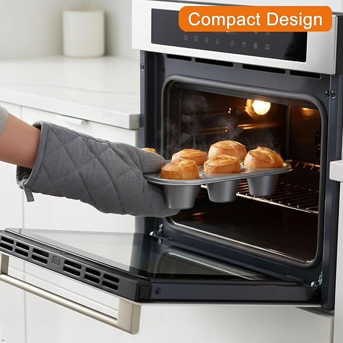 Nonstick Popover Pan, Extra Deep,6-Cup Capacity, Heavy-Duty Steel,13x9inch,Compact Design Fits Small Ovens,450°F Oven Safe