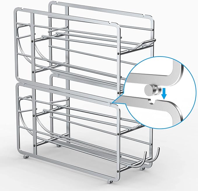 Canyave Soda Can Organizer Storage Rack, 2 Pack Stackable Beverage Soda Can Dispenser Organizer Holder for Refrigerator, Cabinet, Pantry (Silver)