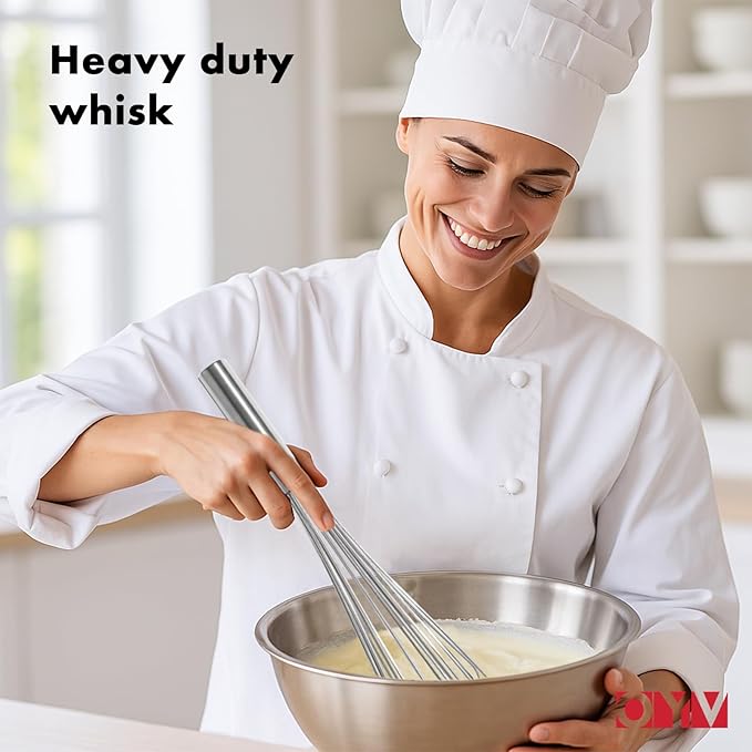 18/10 Stainless Steel Large Whisk, 17" Commercial Heavy Duty Whisk for Whipping Eggs, Mixing Batter, Making Sauces, Long Wisk Dishwasher Safe