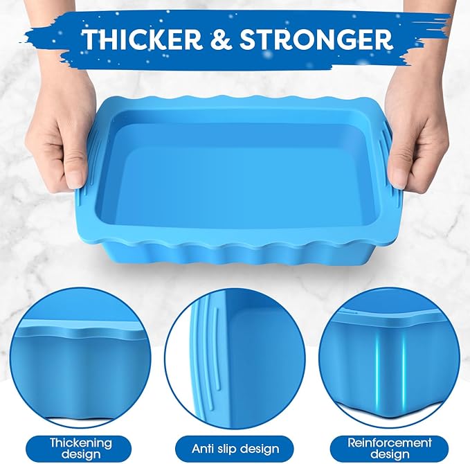 Haldane 2PC Extra Large Ice Block Molds, 6LB Giant Ice Cube Molds for Plunge Lab, Ice Container for Freezer, Thickened and Reinforced Silicone Ice Tray, Cold Plunge Tub Accessories, Blue