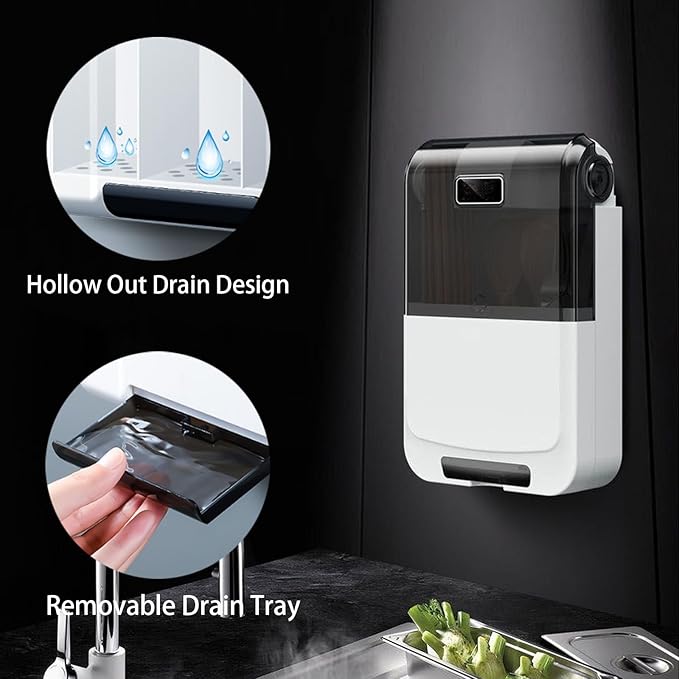 Utensil Drying Holder, Wall Mounted Utensil Organizer with Lid Multifunctional Chopstick Cage Punch Free Dustproof Draining Cage Kitchen Utensil Holder(Basic Black)